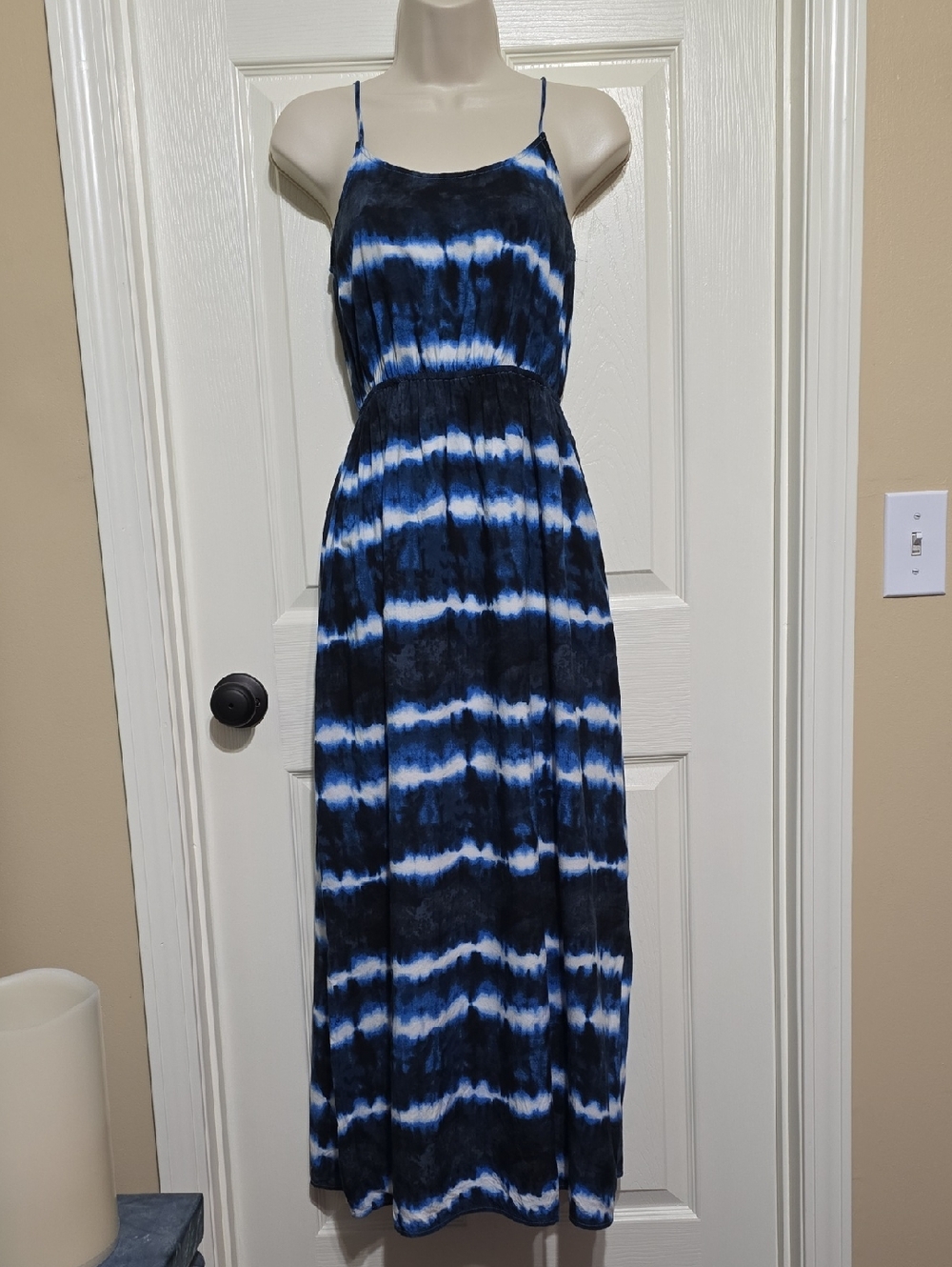 dELiA*s Navy and White Tie-Dye Maxi Dress